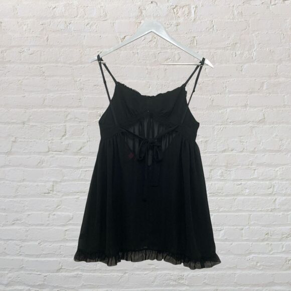 Betsey Johnson Black Sheer Lace Babydoll Nightgown – Size S - Picture 3 of 16